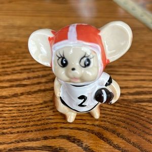 Collectible vintage football mouse porcelain figurine. #2 jersey